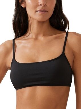 COTTON on Womens Straight-Neck Cropped Black